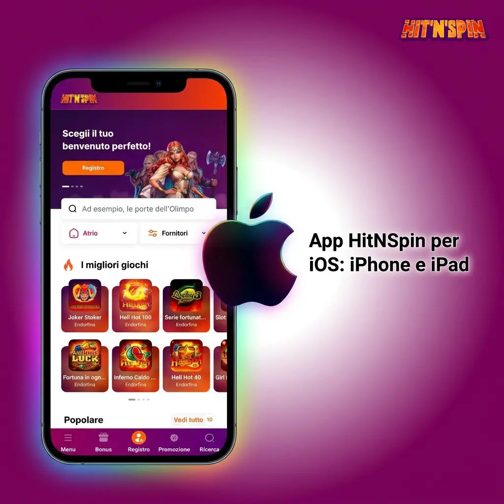App HitNSpin per iOS su iPhone e iPad, disponibile gratis da iOS 12.0 con scommesse e casinò live