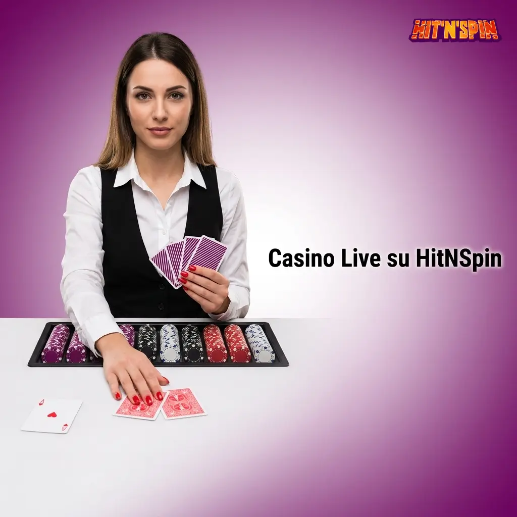 Tavolo casino live HitNSpin con croupier reale, roulette e blackjack trasmessi in diretta da studi certificati