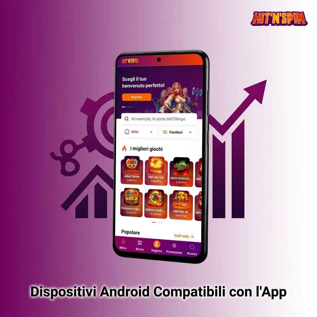 Dispositivi Android compatibili con l'app HitNSpin: Samsung, Xiaomi, OnePlus, Motorola, Google Pixel e altri modelli