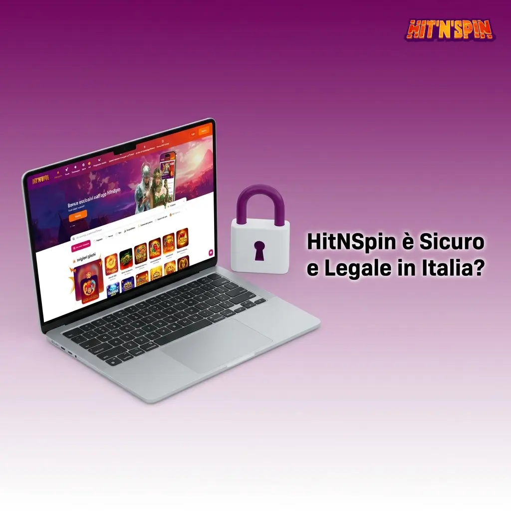 Logo HitNSpin con licenza Curaçao, crittografia SSL 128 bit e strumenti di gioco responsabile in Italia