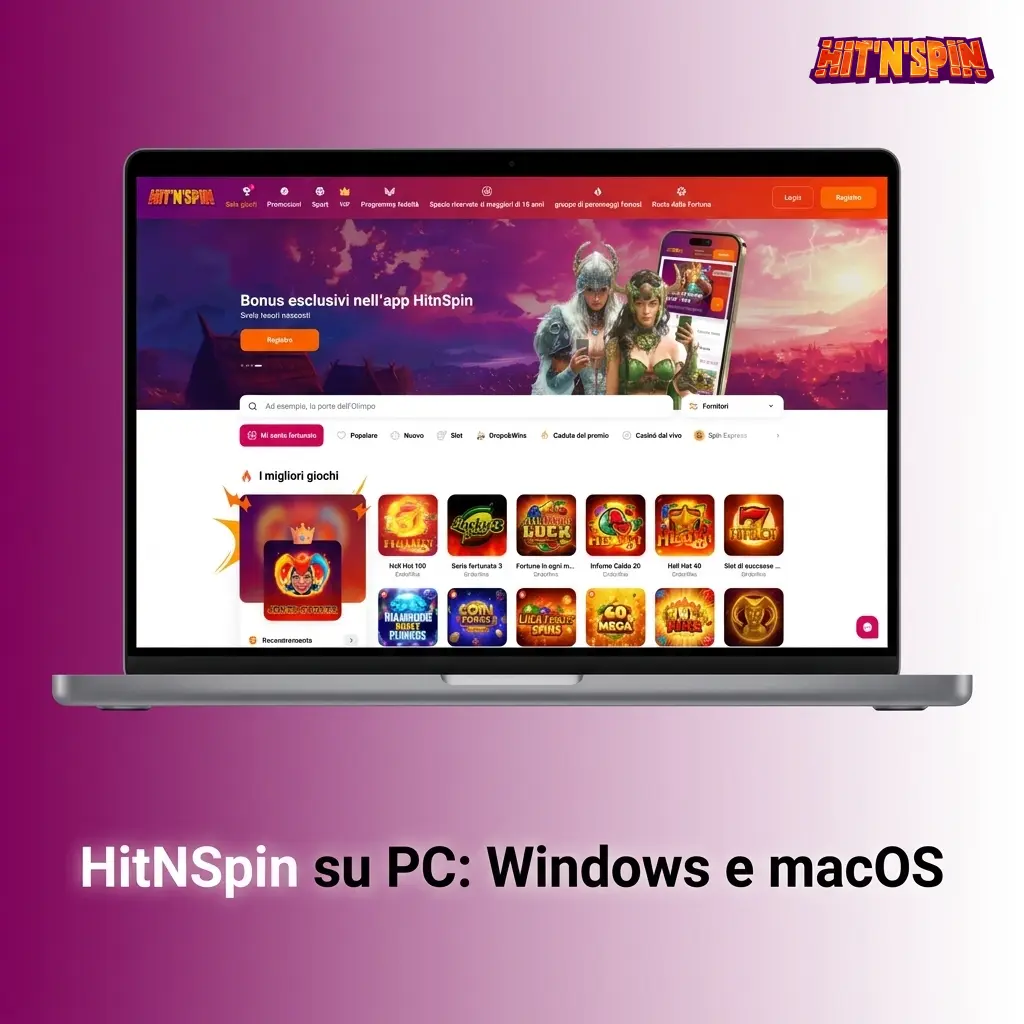 Schermata del sito HitNSpin su browser desktop Windows e macOS con Chrome Firefox Edge e Safari