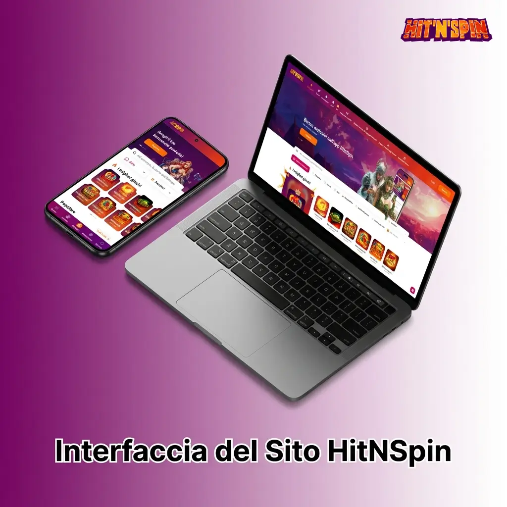 Interfaccia sito HitNSpin con menu di navigazione superiore per Scommesse, Casino live, eSports e Promozioni