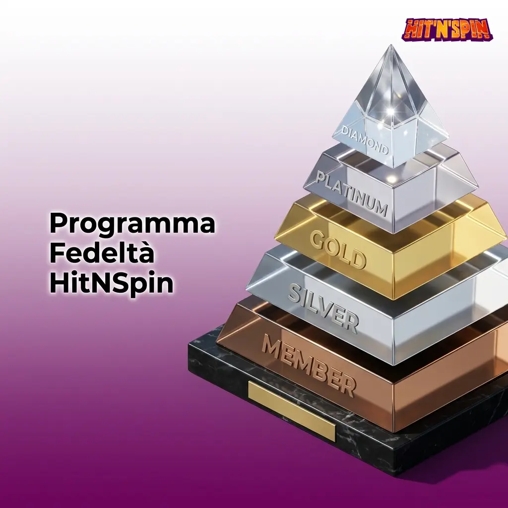 Programma fedeltà HitNSpin: livelli Bronze, Silver, Gold, Platinum, Diamond e VIP Elite con punti e cashback
