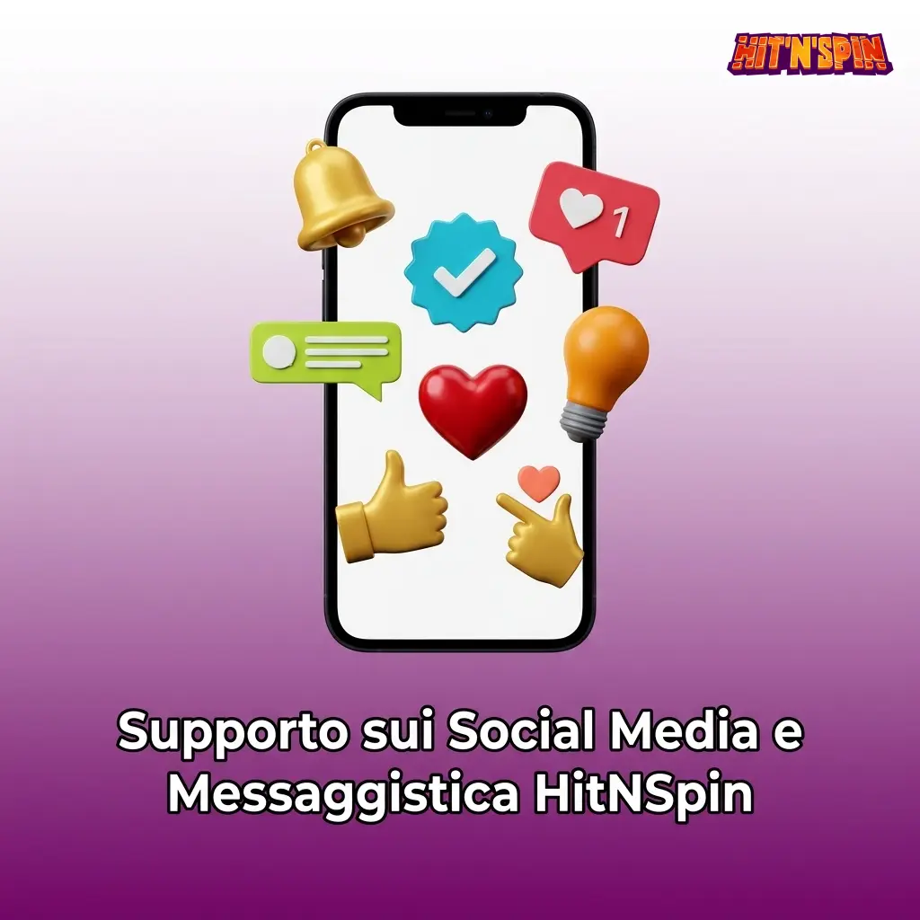 Supporto HitNSpin su social media e messaggistica: Facebook, Instagram, Twitter, Telegram e WhatsApp per assistenza